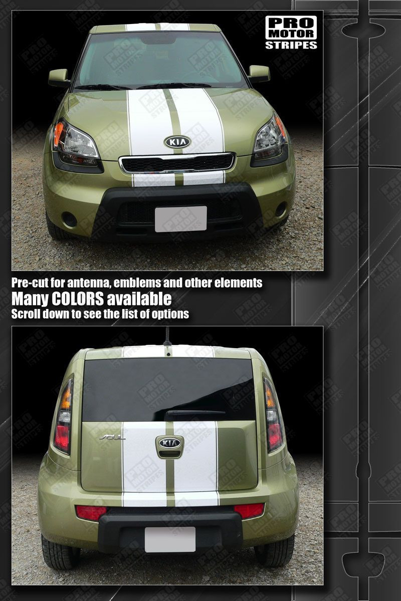 For KIA SOUL Over Top Double Stripes Decals 2012 2013 2014 2015 2016 2017 2018