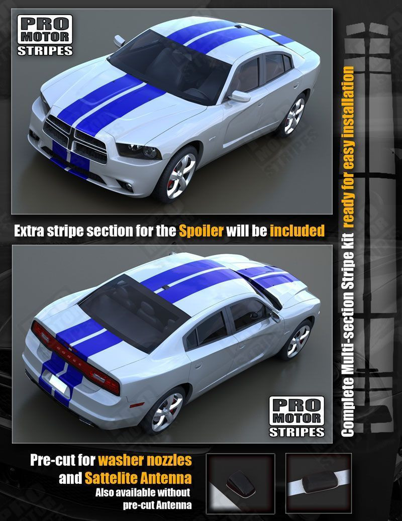 Dodge Charger Rally Racing Double Top Stripes Decals 2011 2012 2013 2014