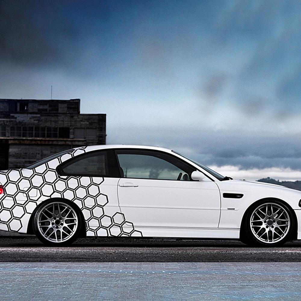 Car Body Waist Line Sticker Honeycomb Graphic Hexagon Decal Decor Accessories