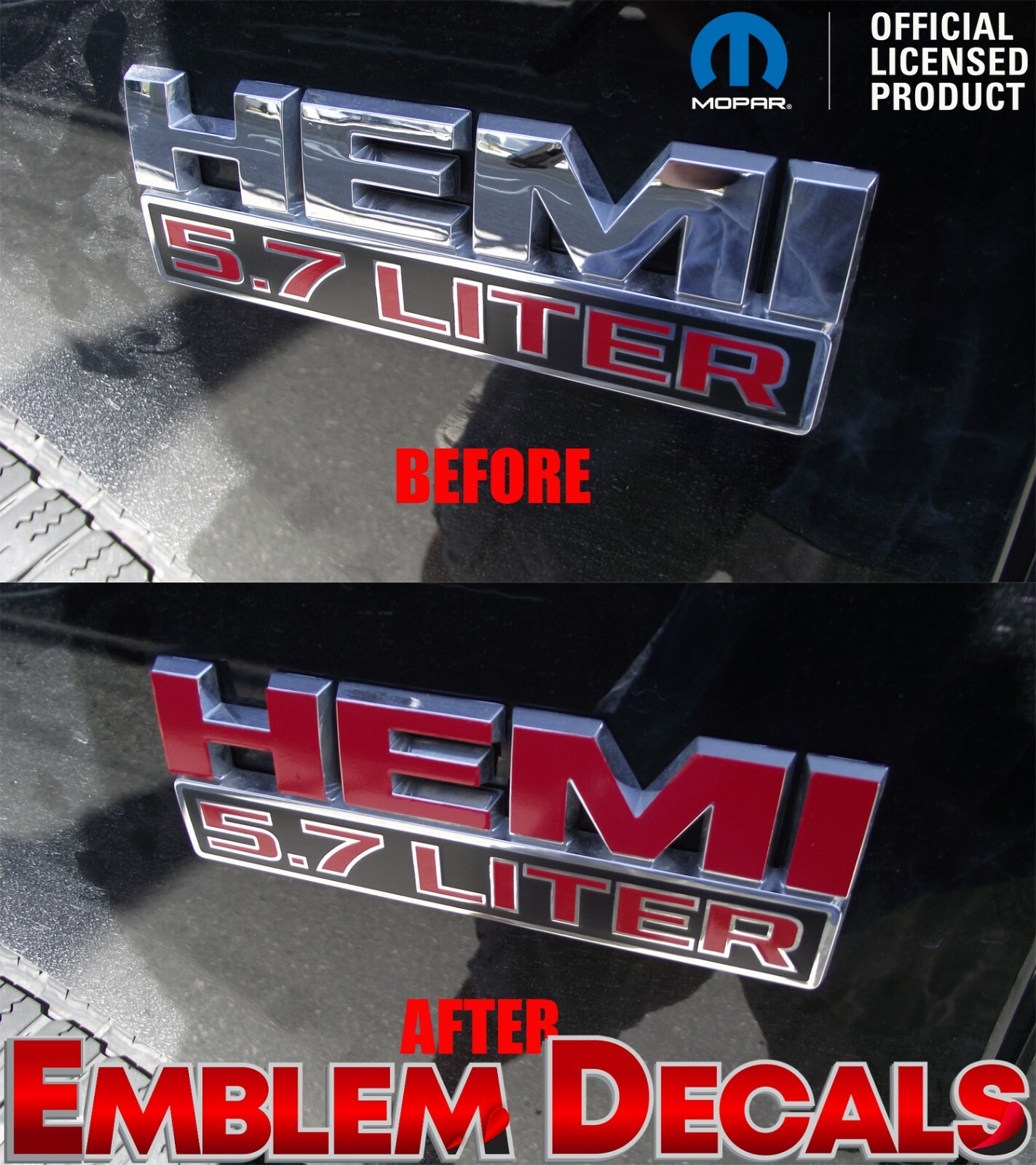 RAM 1500 4×4 “HEMI” 5.7Liter Emblem Decals 2013 2014 2015 2016 2017 2018