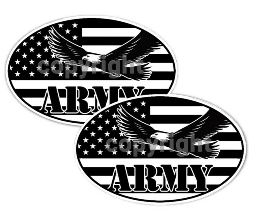 American Flag Eagle Army Stickers Oval Decals Choose Size 2 pack #L