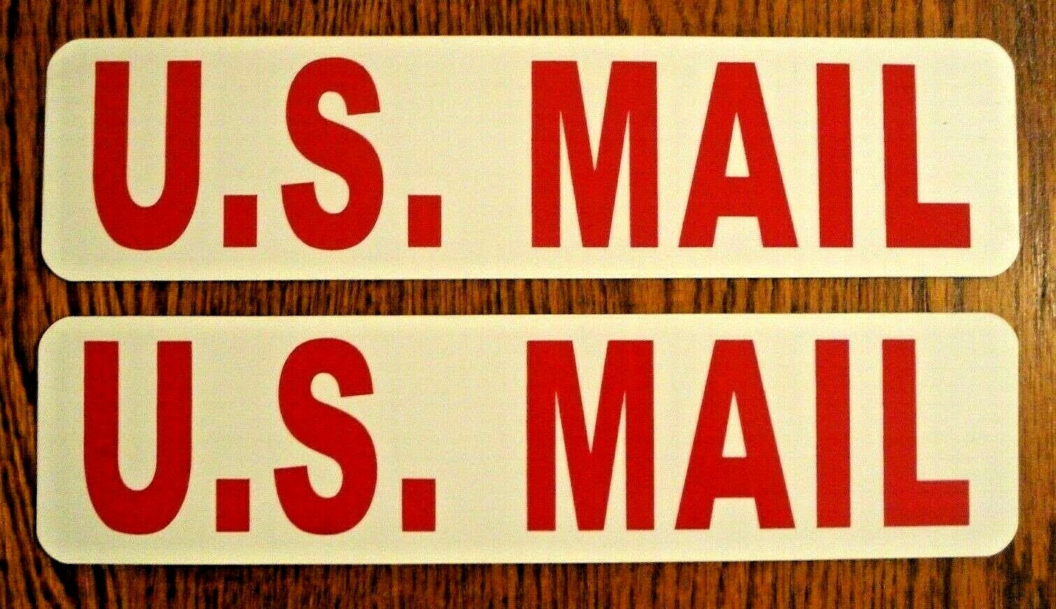 (2) U.S. MAIL MAGNETIC Vehicle SIGNS 3″ X 12″ USA red on white