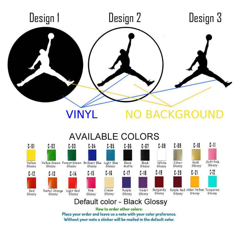 Michael Jordan Vinyl Decal Sticker Basketball MJ NBA Jumpman Car Window Wall Air