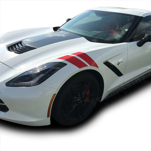 Fender Racing Hash Stripes Vinyl Decal Overlay for 2014-2019 Chevy Corvette C7