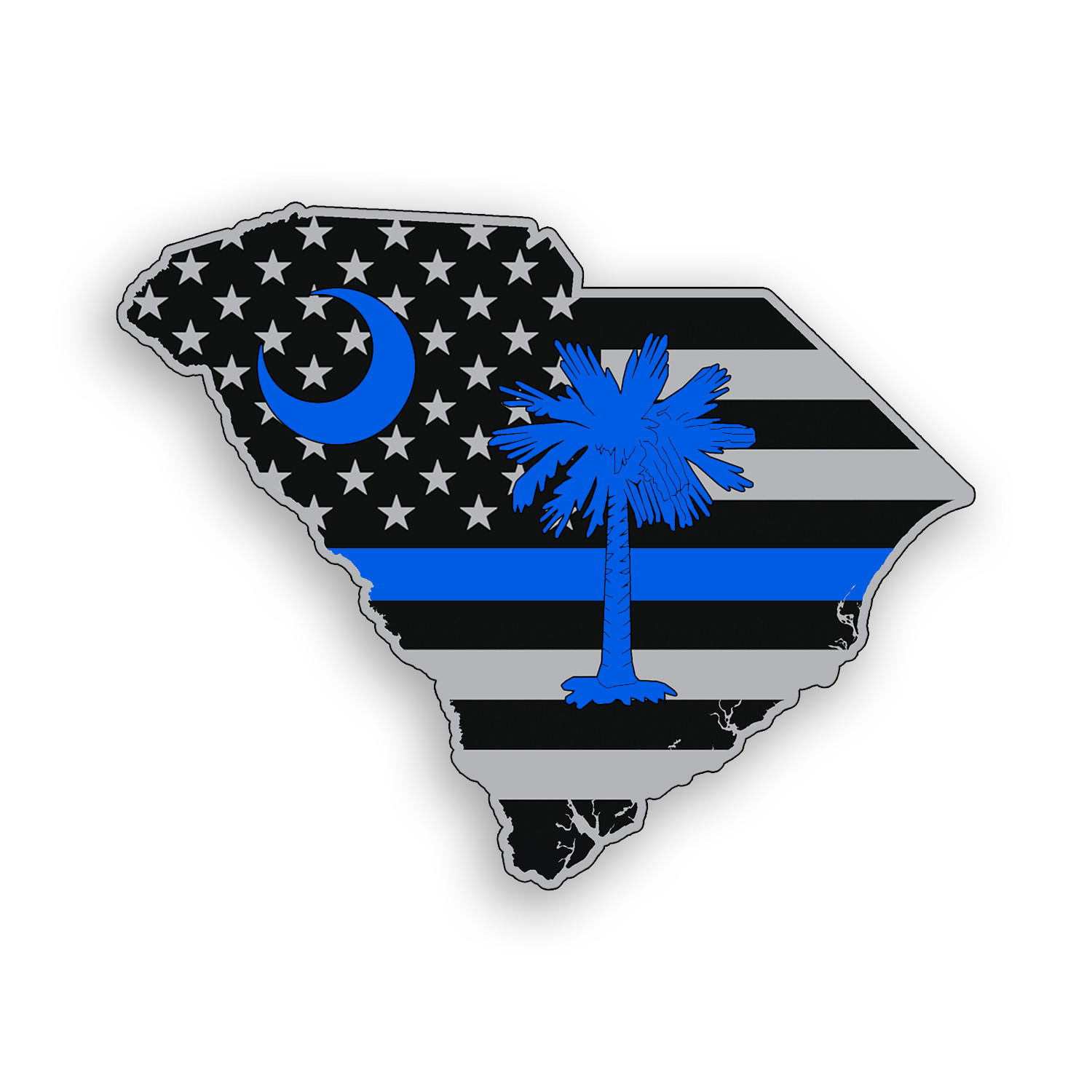 South Carolina Sticker Police Blue Line SC State Flag Car Vehicle Helmet Decal
