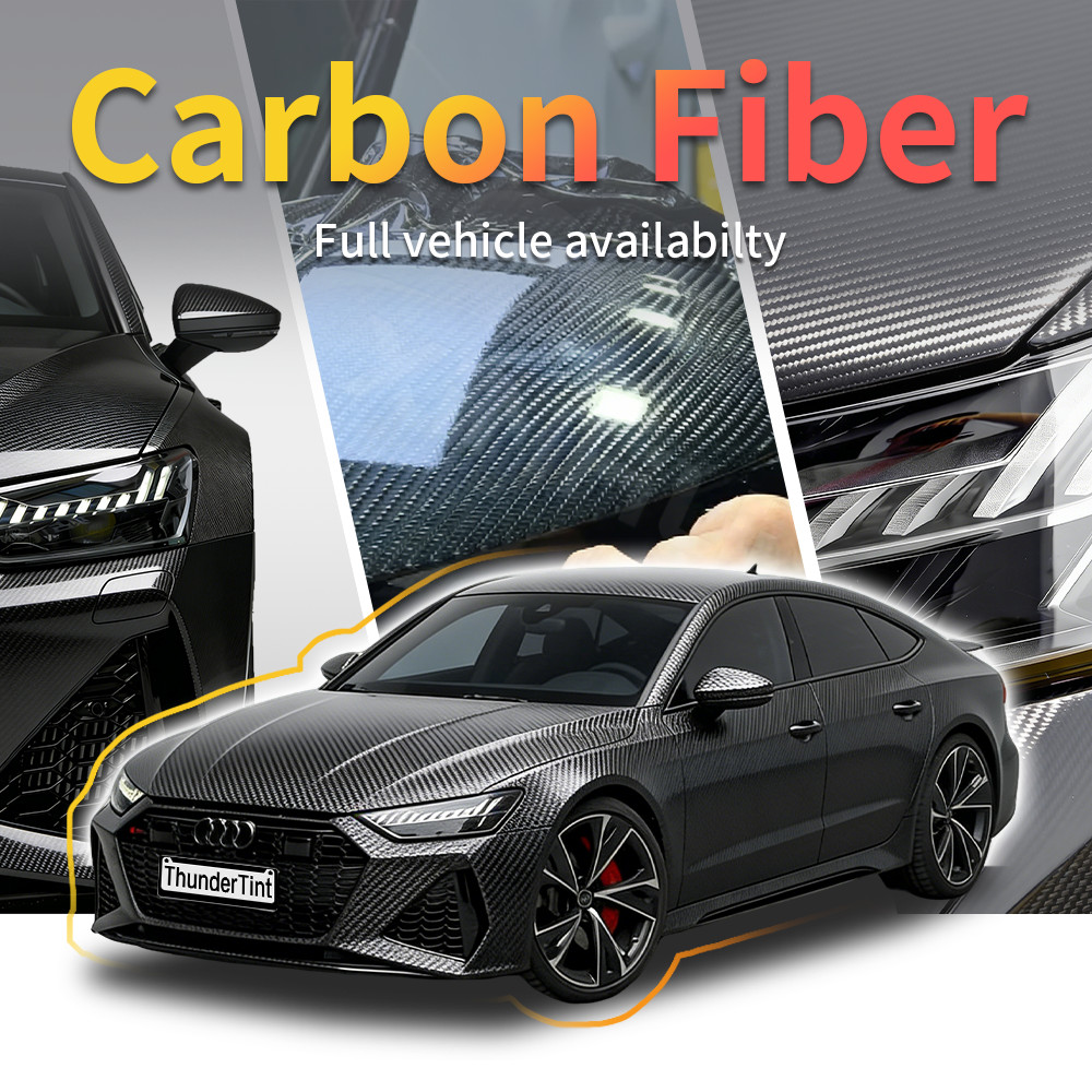 7D Premium Super Gloss Carbon Fiber Vinyl Film Wrap Bubble Free Air Release TPU