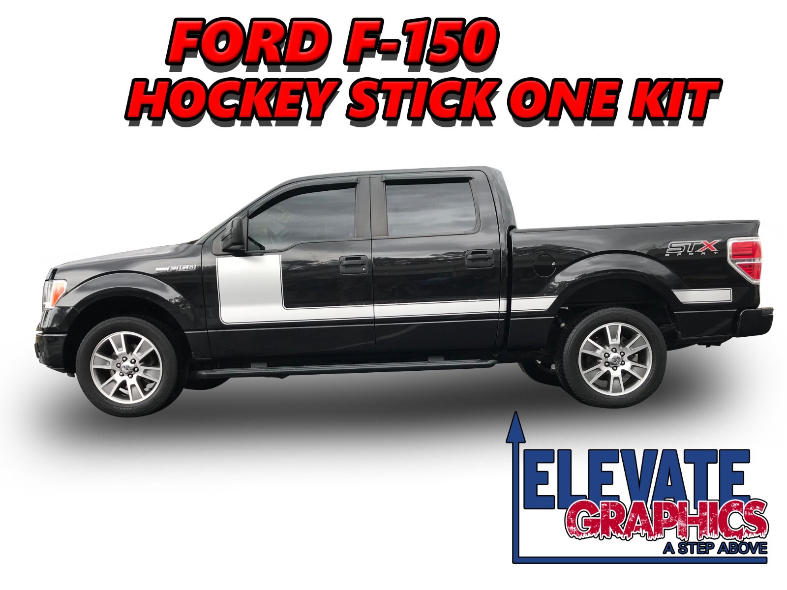 For Ford F-150 Graphics Side Hockey Stick One Stripes Vinyl Decals 2009-2020