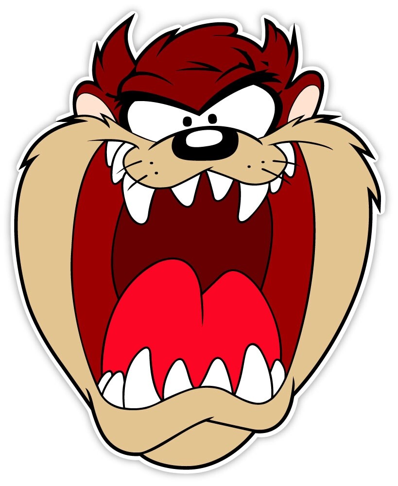 Taz crazy head sticker decal 4″ x 5″