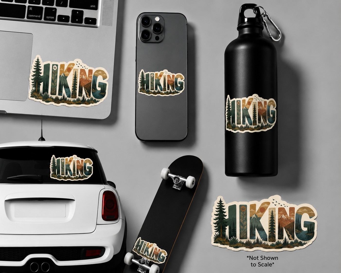 4½” Hiking Nature Landscape Car Sticker Mountain Forest Adventure Outdoors Vinyl