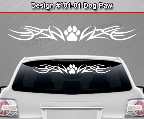 101-01 DOG PAW PRINT Windshield Decal Window Sticker Vinyl Graphic Dog Lover