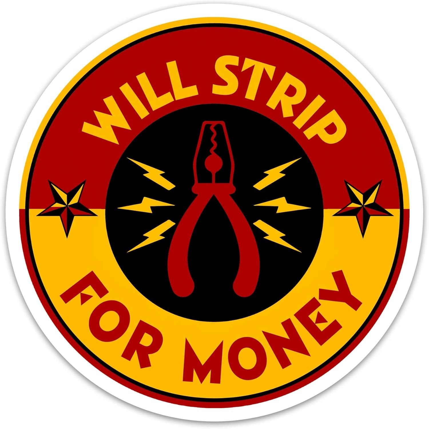 2PCS Will Strip for Money Sticker for Men Electrician, Funny Lineman Toolbox 3″