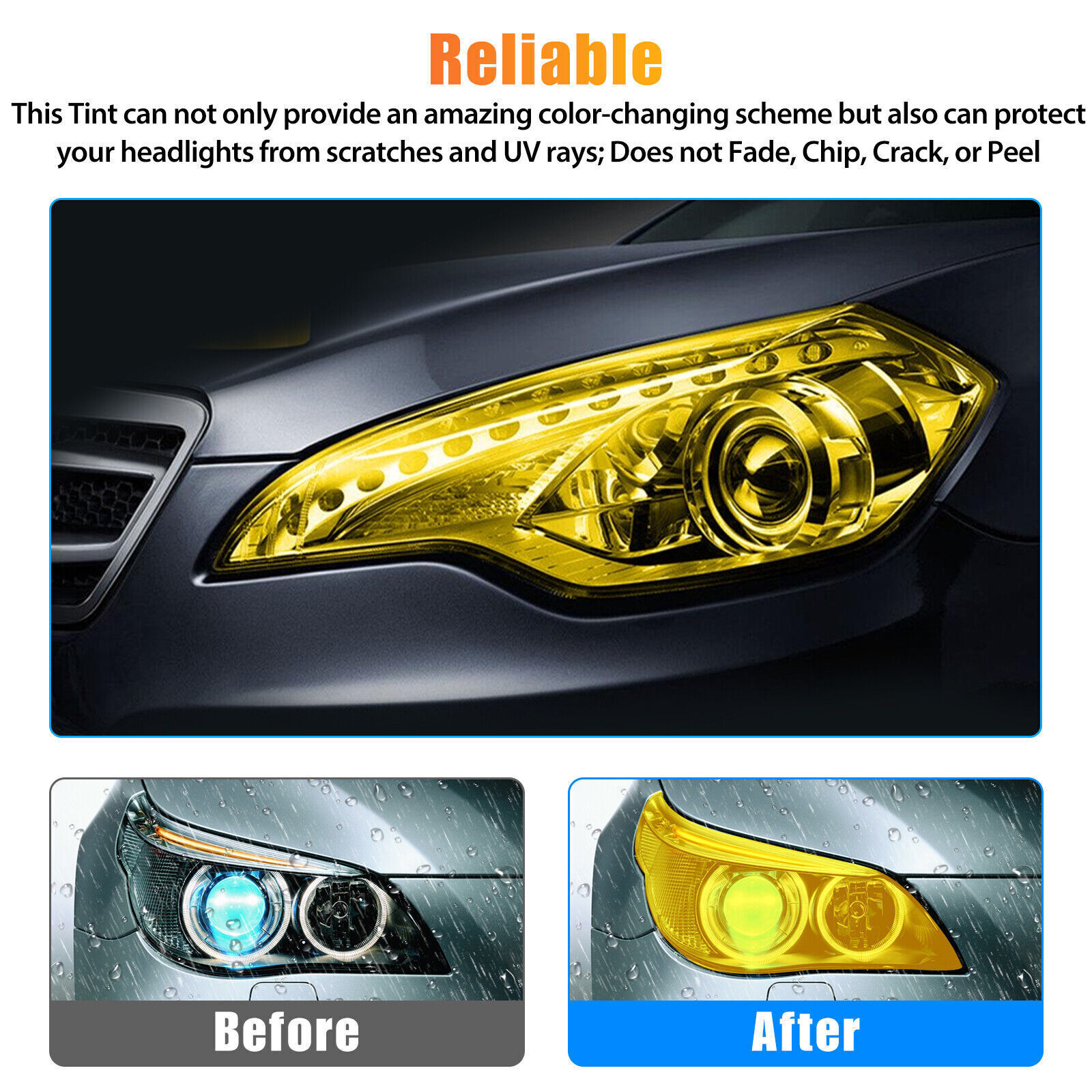 12″x24″ Headlight Taillight Fog Light Tint Film Sticker Protector Accessories