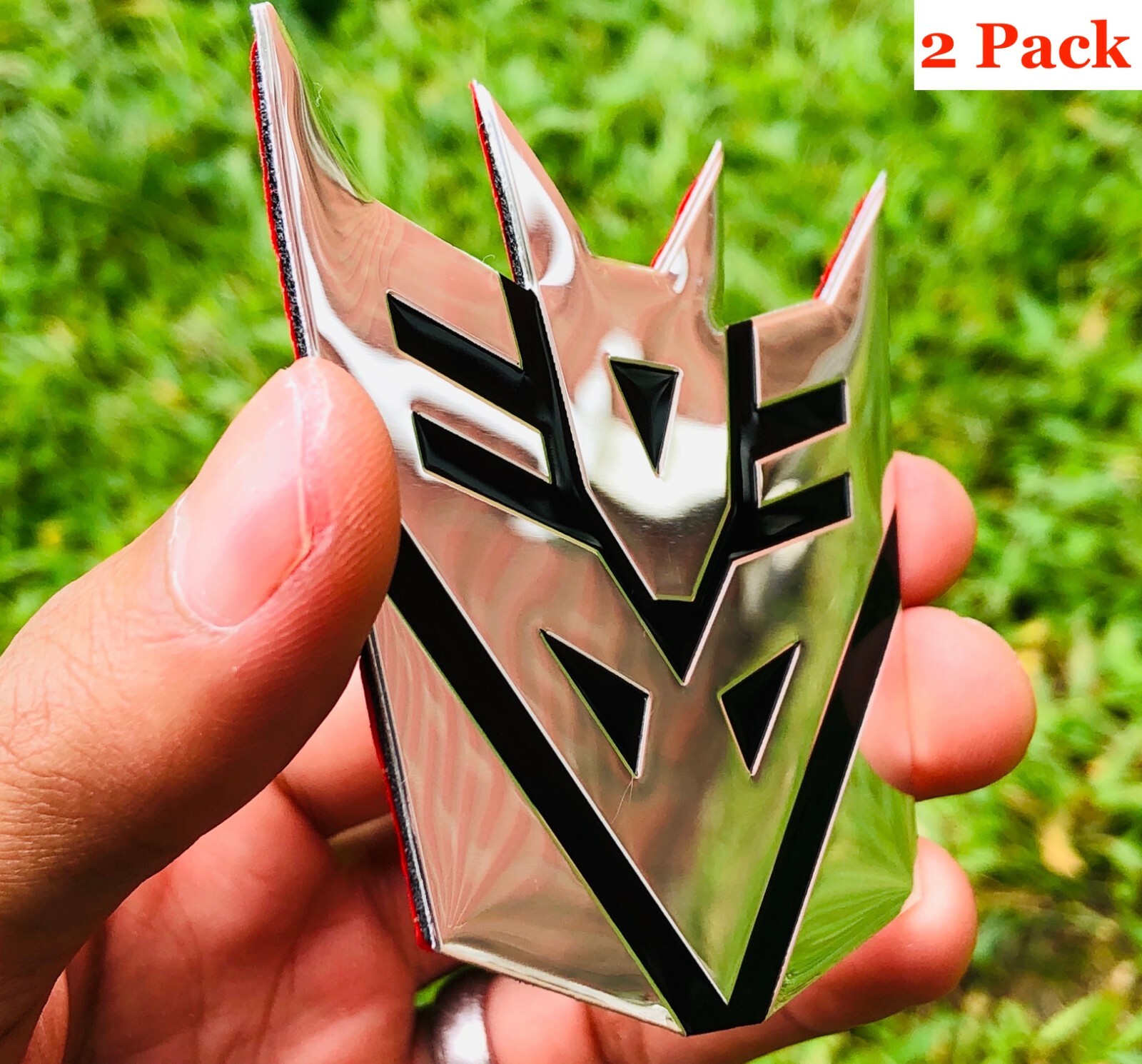 (2 PACK) ALUMINUM Transformers Autobots Decepticon Car Sticker Decal Emblem