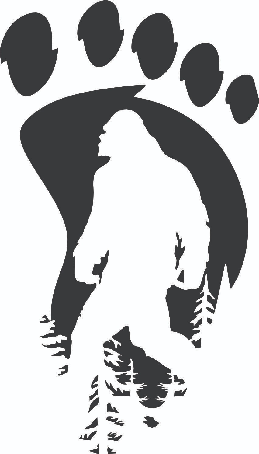 Vinyl Decal Bigfoot Silhouette W/ Trees Inside Footprint Premium Quality Vinyl