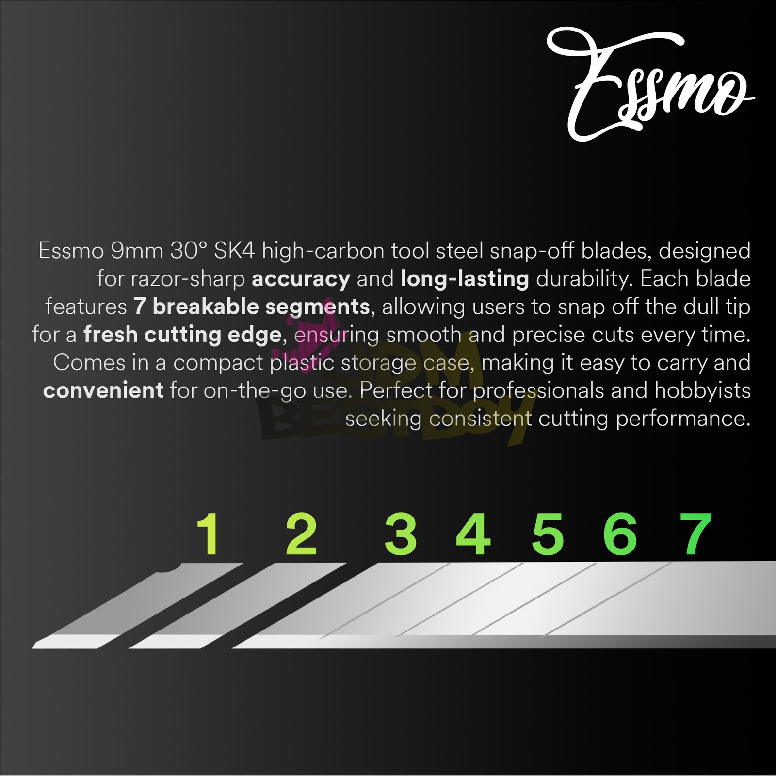 ESSMO 50pcs 30° Utility Knifes Blades Stainless Steel Vinyl Wrap Graphics Tools