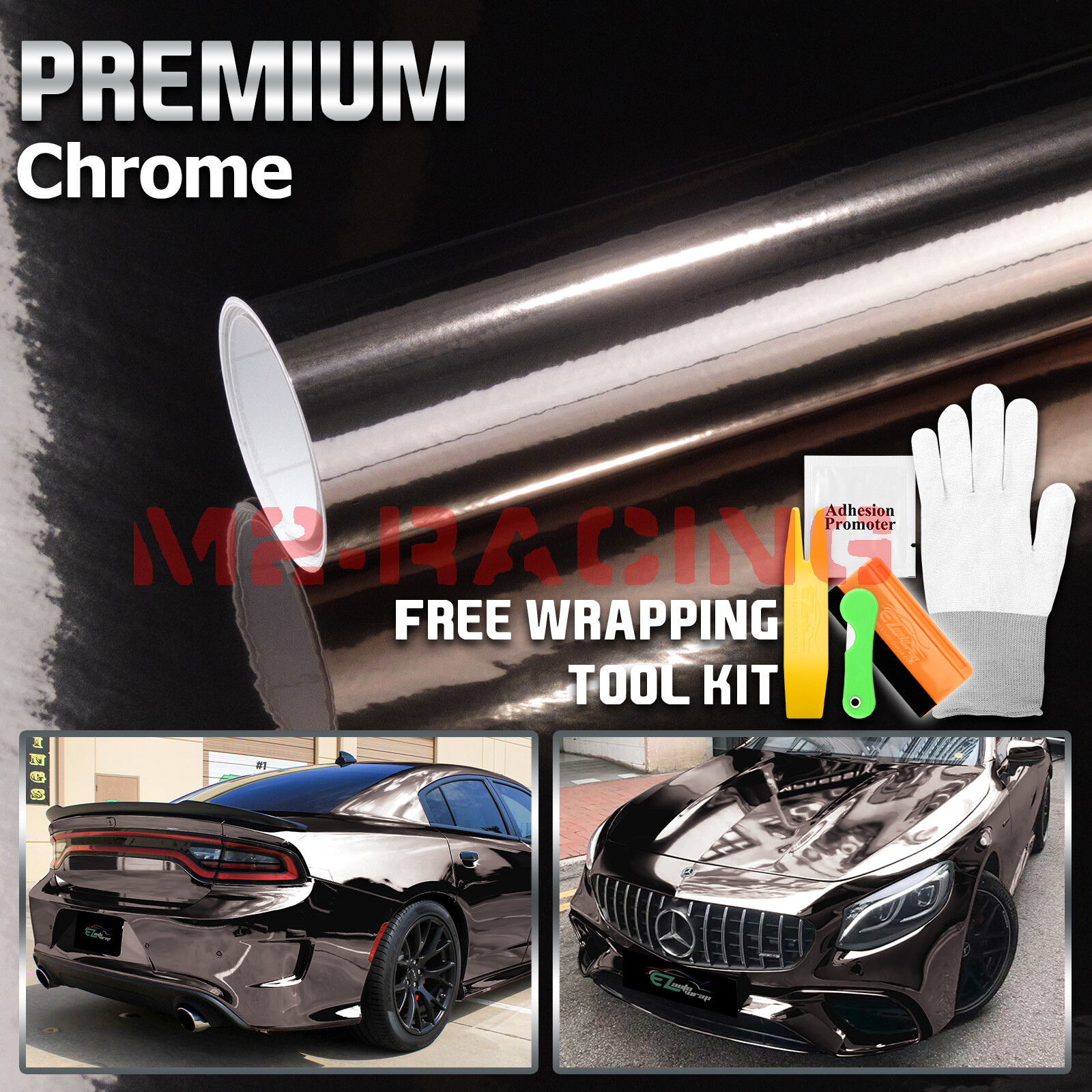 Chrome Black Dark Car Vinyl Wrap Sticker Decal Sheet DIY Air Release Bubble Free