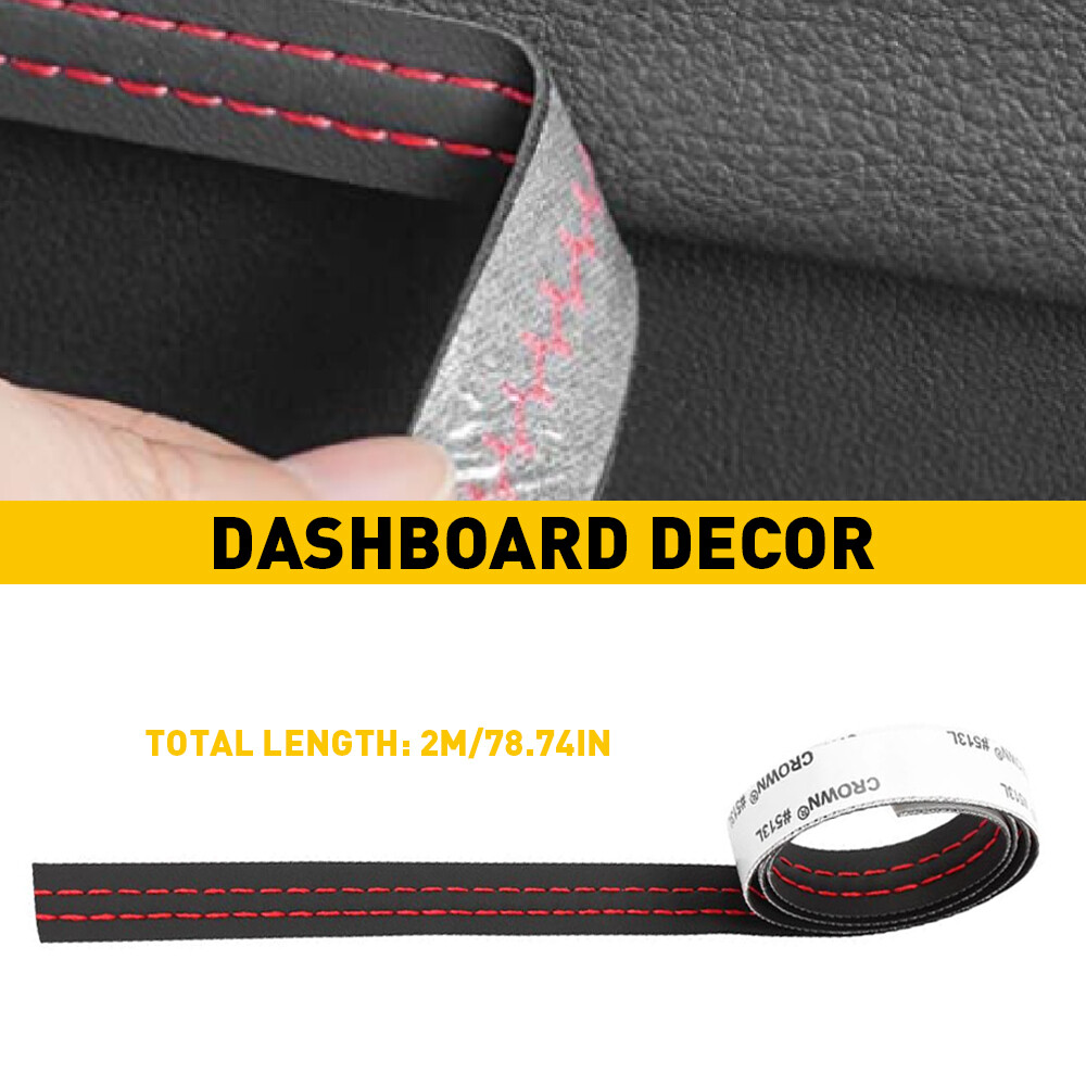 2M PU Leather Car Dashboard Decor Line Strip Sticker Moulding Trim Access H