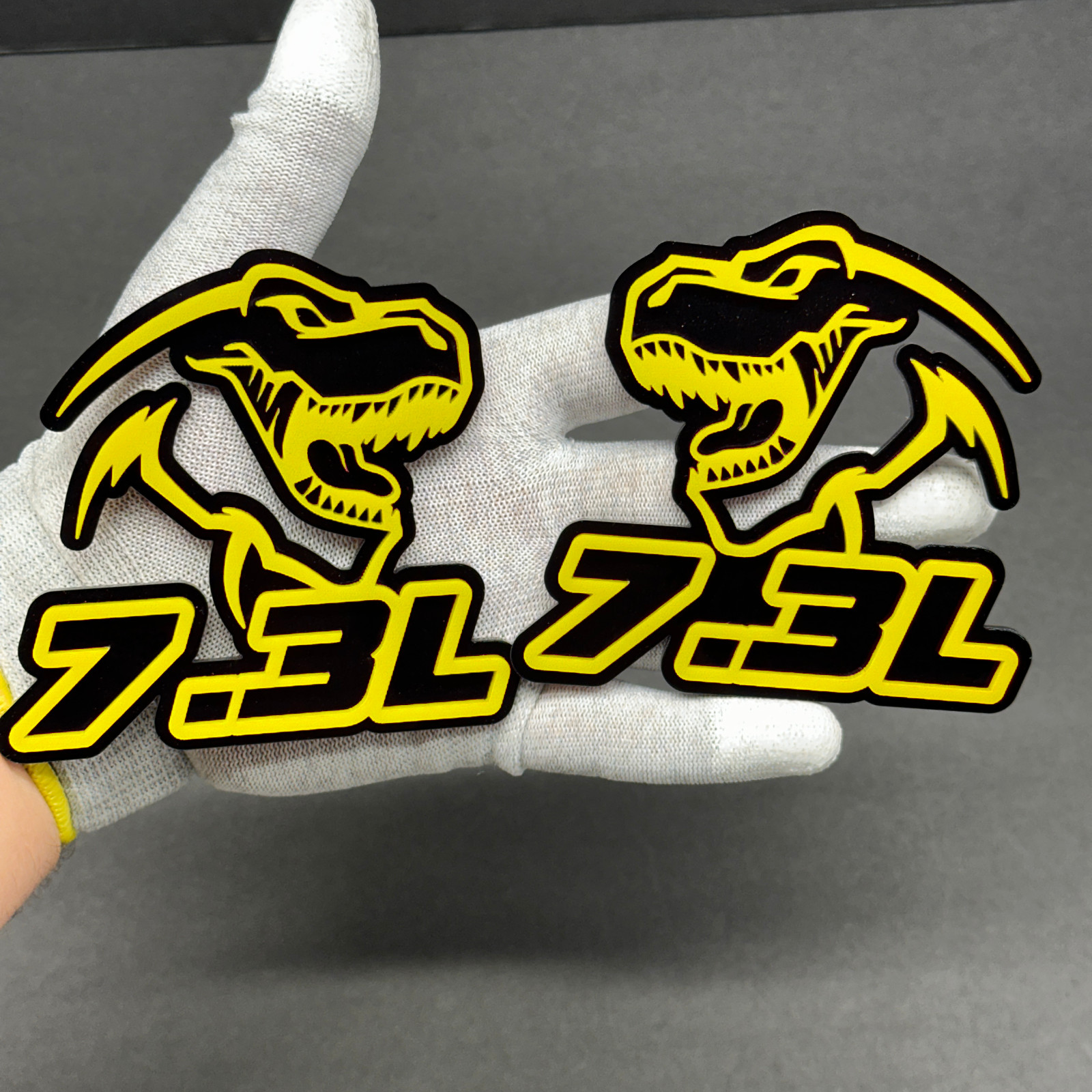 2 BADGES Godzilla Badges Emblem RAGING 7.3 Yellow/Black, Fender Angry Aggressive
