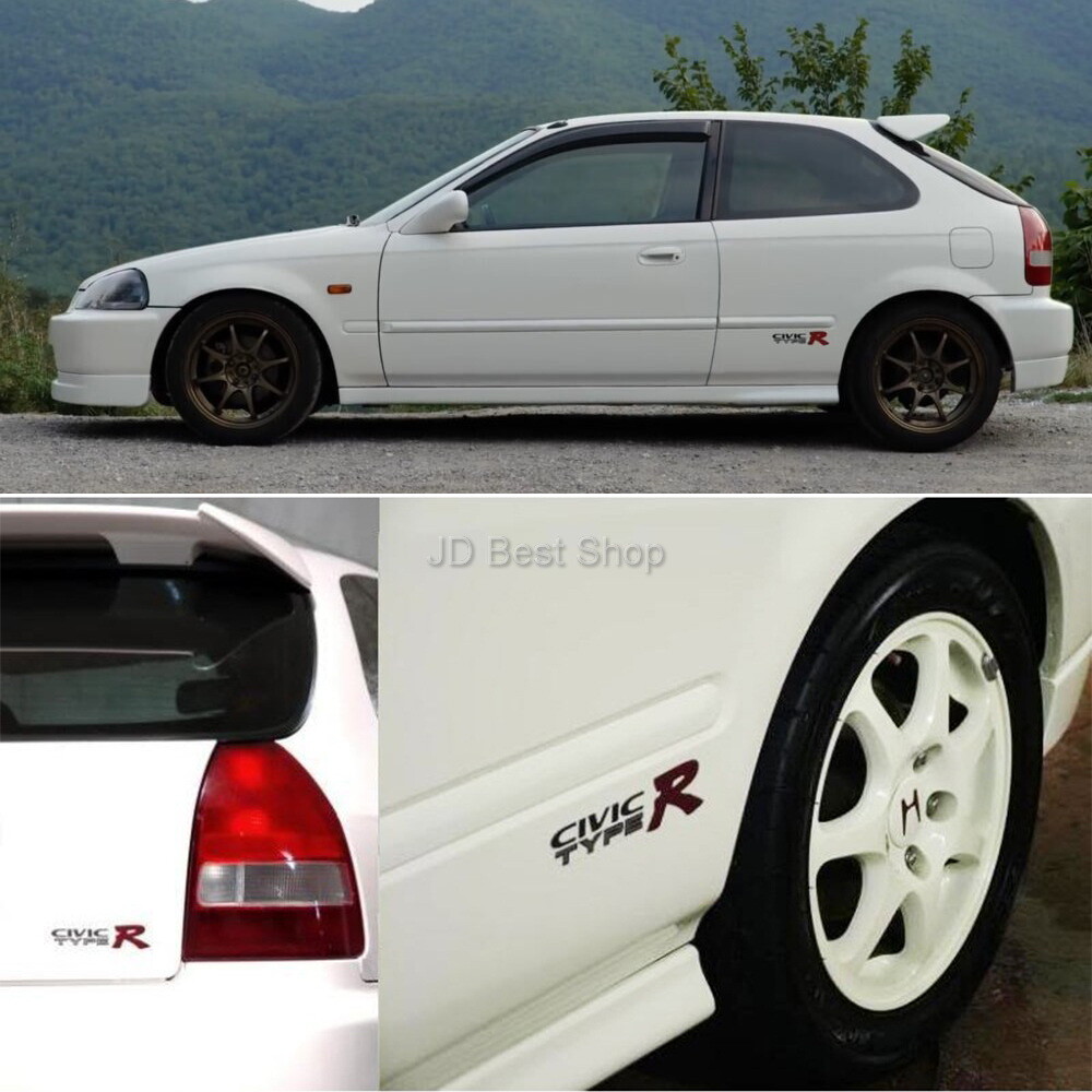 JDM Sticker Type R Racing Style Set 3pcs Side & Rear For Honda Civic EK9 3Dr 4Dr