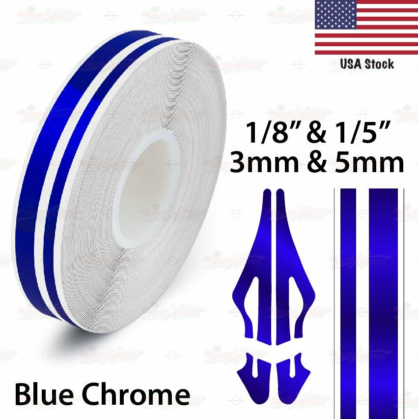 BLUE CHROME 1/8″ 1/5″ PIN STRIPE TAPE 9/16″ 15mm PinStriping Decal Vinyl Sticker