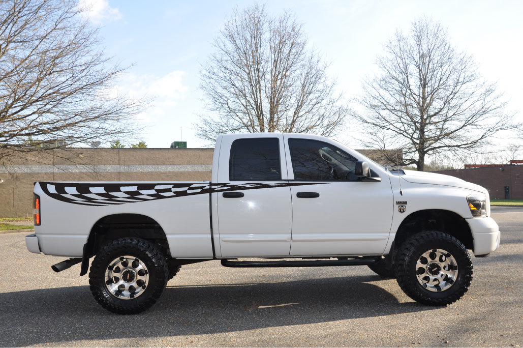 Checkered Flag Race Pickup Vinyl Decal Graphic Vehicle Truck SUV Bed Pontoon Car