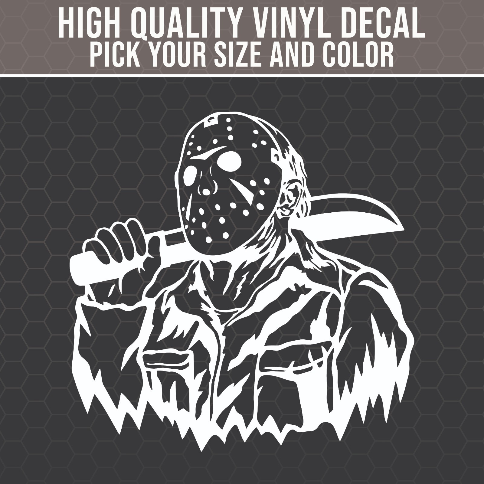 Horror Car Decal, Halloween Decal, Hockey Mask, Decal, Funny Truck Decal, Jason