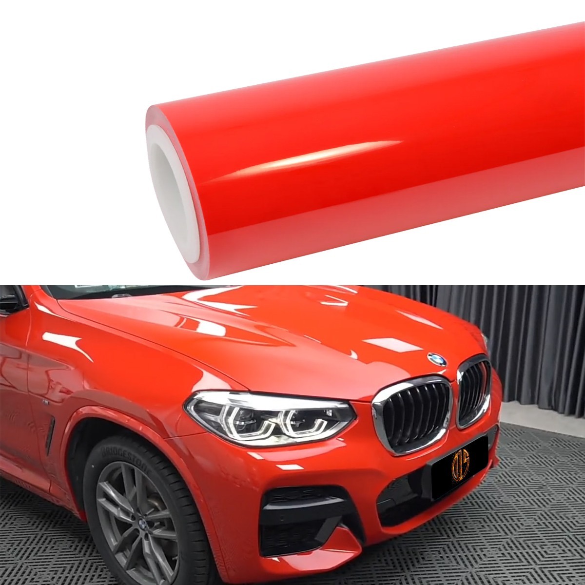 24″x60″ Ultra Gloss PET Liner Ferrari Red Car Vinyl Wrap Air Release 2FT x 5FT