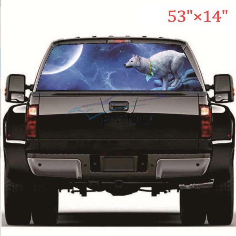 53″*14″Car Truck SUV Night Wolf Rear Window Tint Graphic Decal Sticker Wrap Back