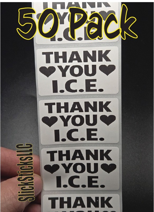 50PCS THANK YOU ICE bulk stickers decals labels support your local stand I.C.E.