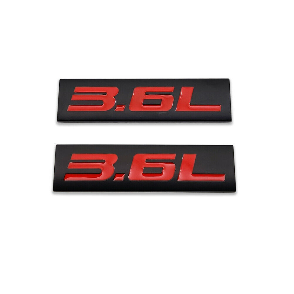 2x Black&Red 1.5-7.3L Emblem Logo Side Badge Metal Sticker V6 Sport Turbo