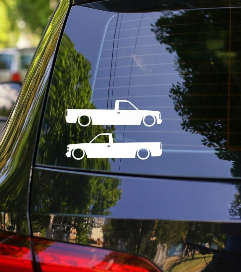 2x Lowered Decal Stickers for Chevrolet C1500 OBS Reg Cab Long Bed 1987-1998
