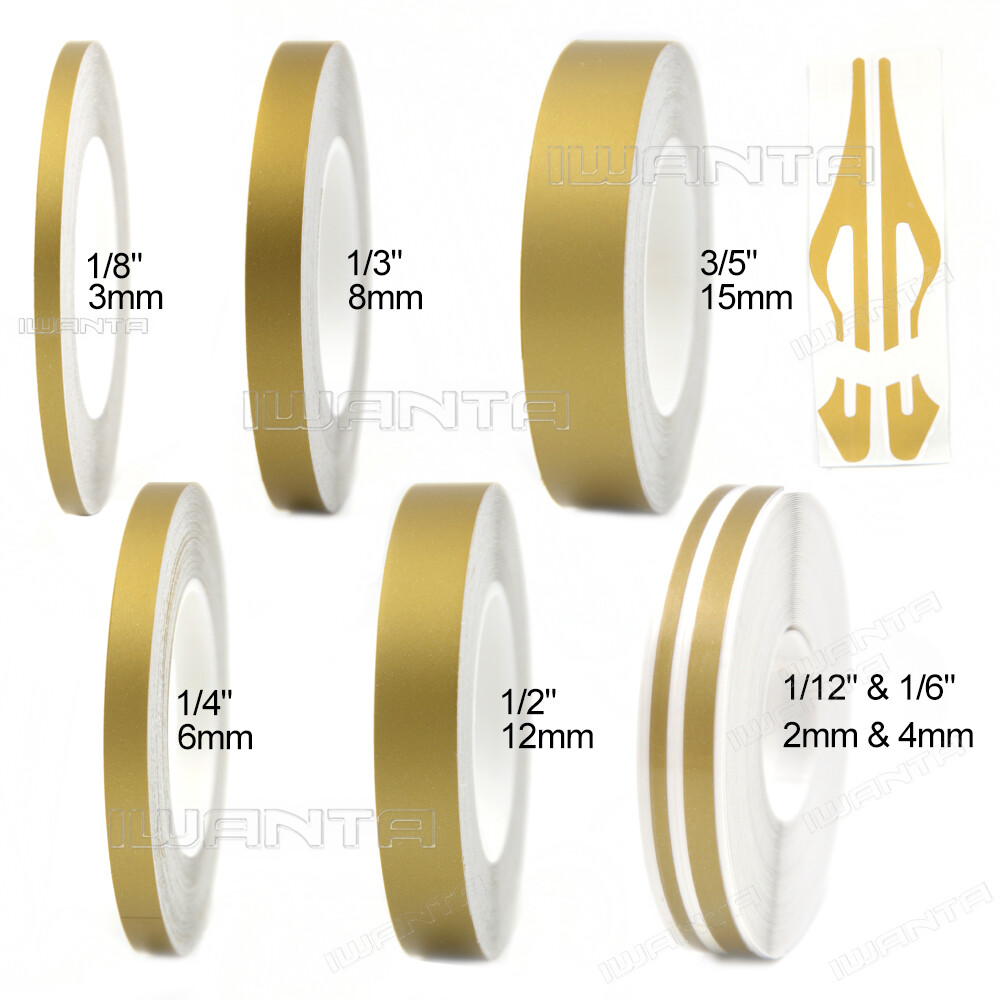 6 Sizes Matte Gold Pinstriping Pin Stripe DIY Line Vinyl Decal Car Sticker 32ft
