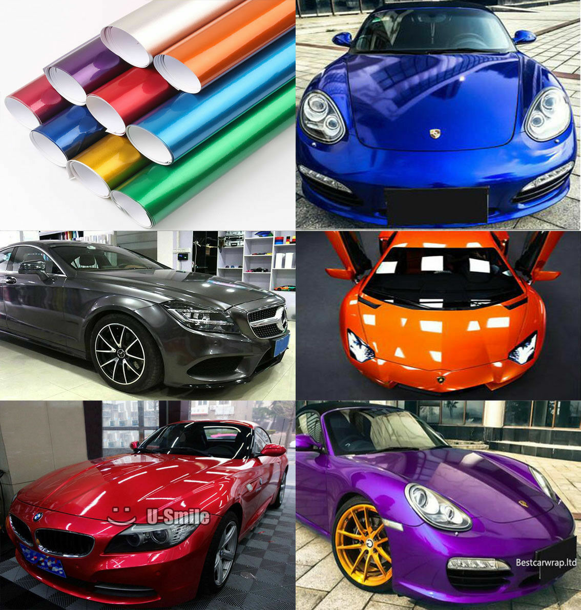 Full Roll – Candy Metallic Glossy Vinyl Car Wrap Film Sticker Decal Bubble Free