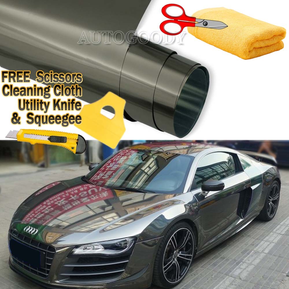 24″ x 60″ Dark Chrome Mirror Black Vinyl Film Wrap Sticker Stretchable 2ft x 5ft