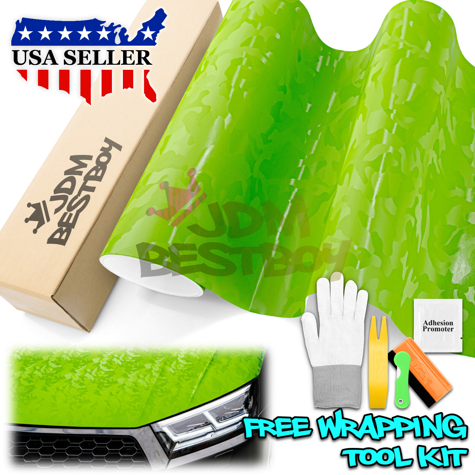 Camouflage Shadow Apple Green Pattern Car Vinyl Wrap Decal Sticker Sheet Film