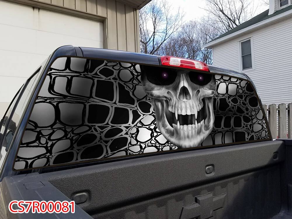 Evil Skull Pick Up Truck SUV Rear Back Window Graphics Decal Wrap Tint #81