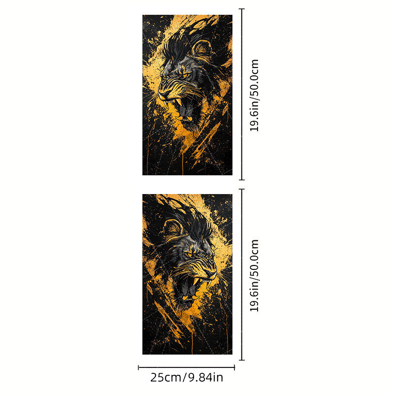 2pcs Lion Animals Car Center Pillar Sticker B-pillar Protective Film Decor