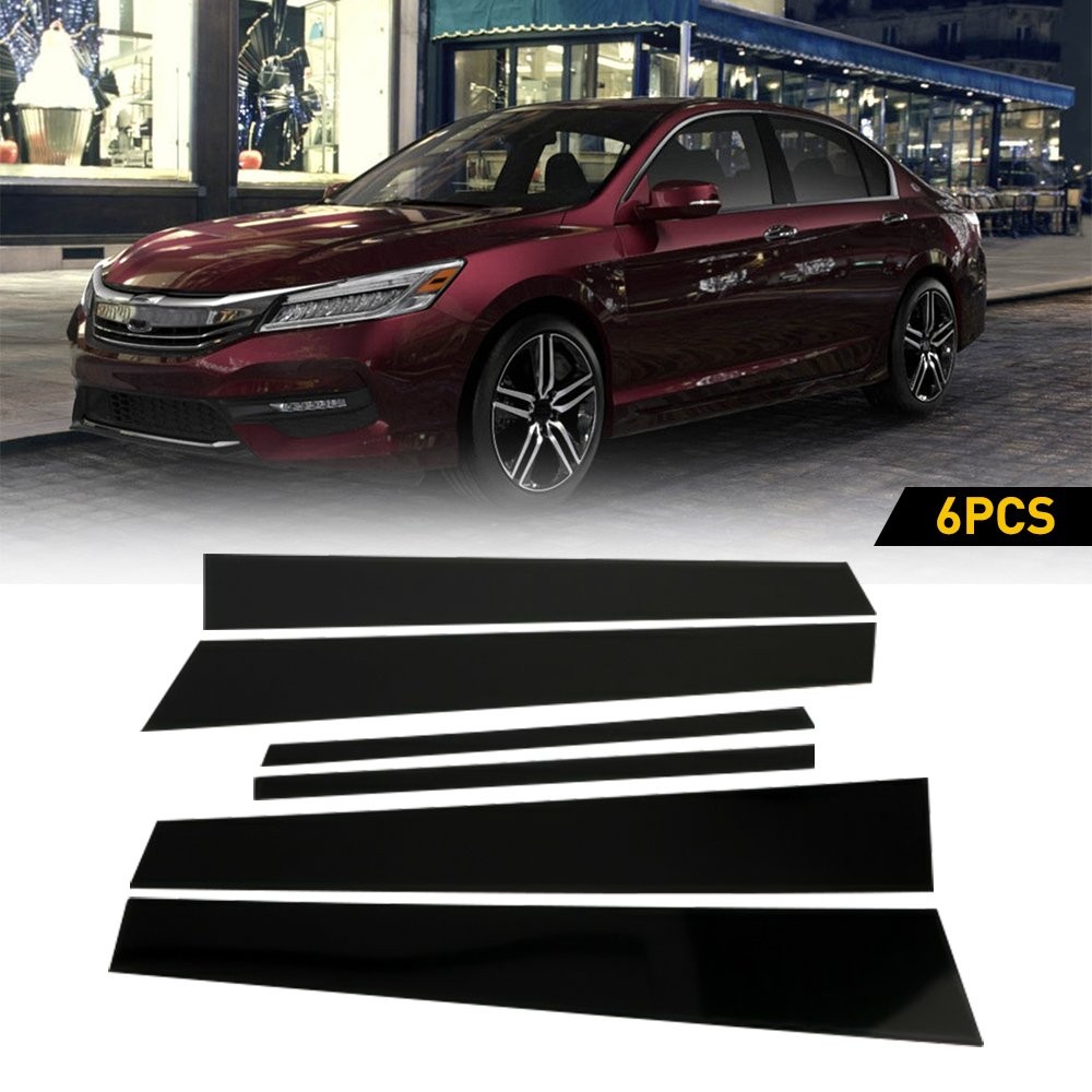 6/12x Black Pillar Posts for Honda Accord 13-17 Window Door Trim Cover Kit USA D
