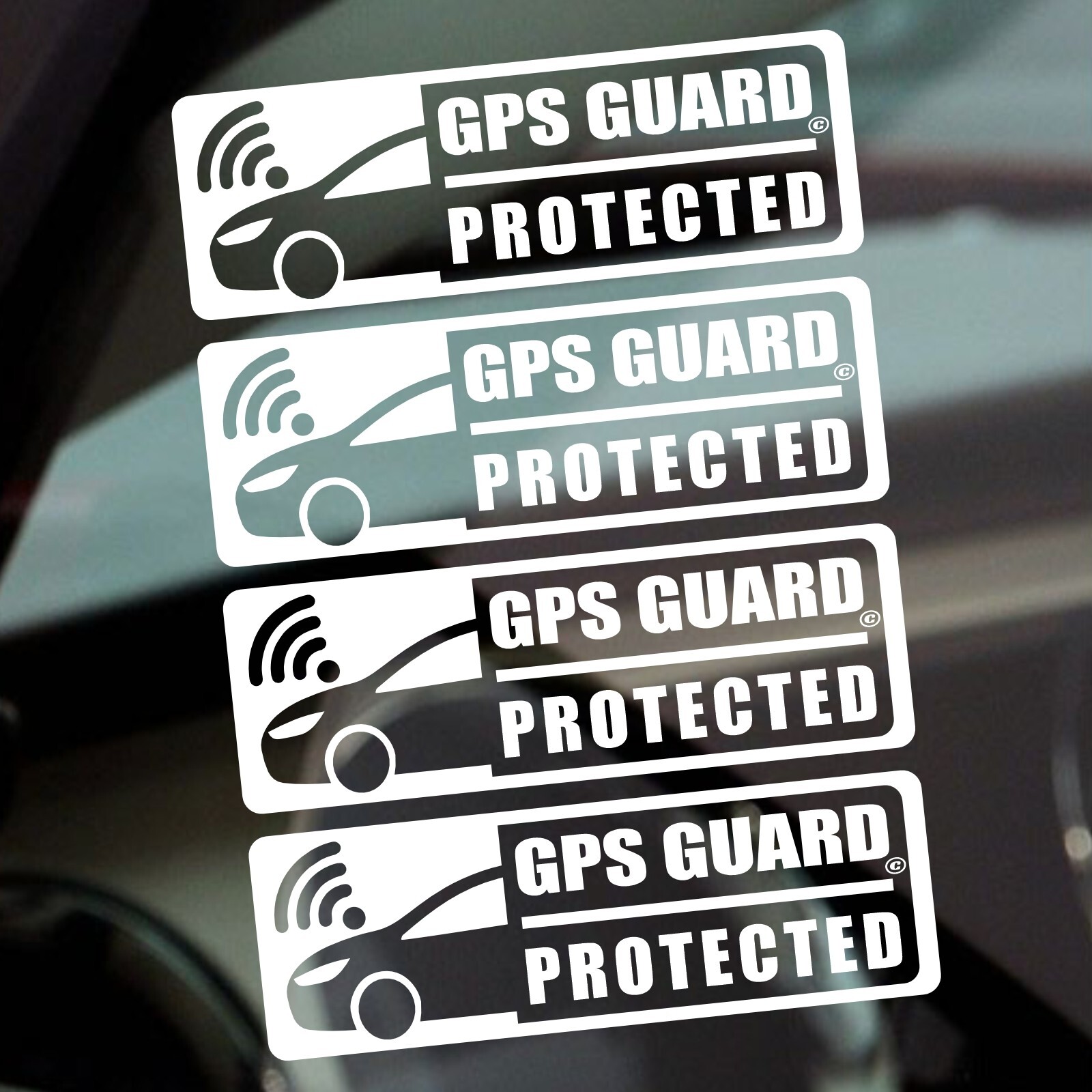 4 x GPS Guard Security Stickers – Vehicle Tracking Device Fitted Window Signs