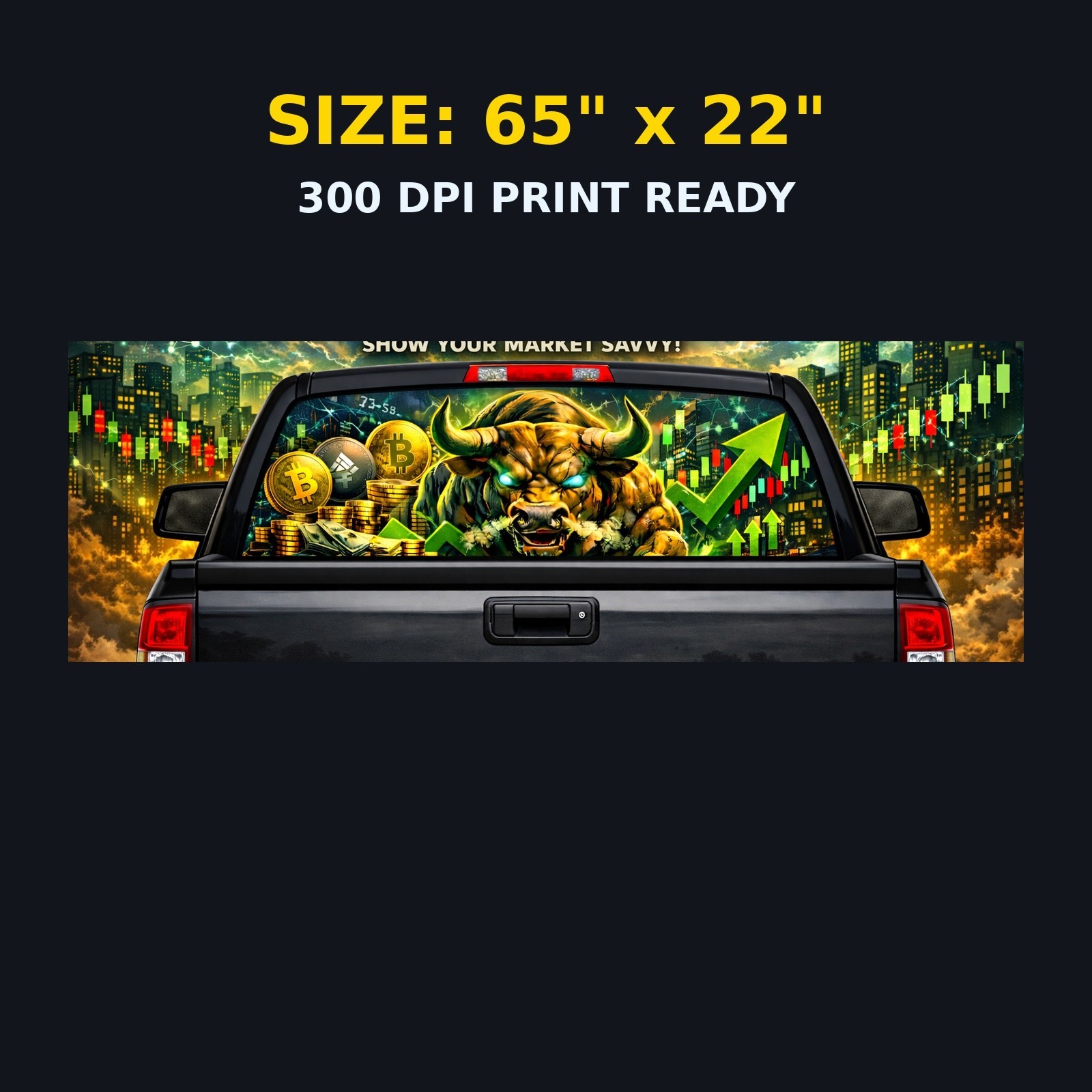 Crypto Market Back Window Wrap Decal Aggressive Stock Trading Truck Graphic