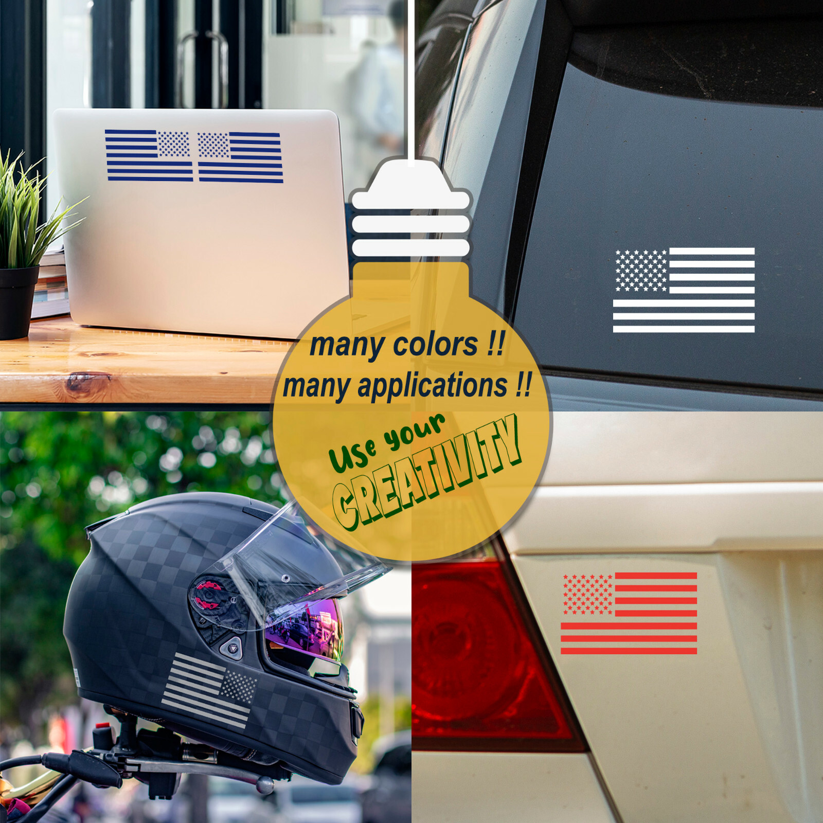 3 pk – American Flag Vinyl Decal Military Sticker Standard & Reversed Die-cut