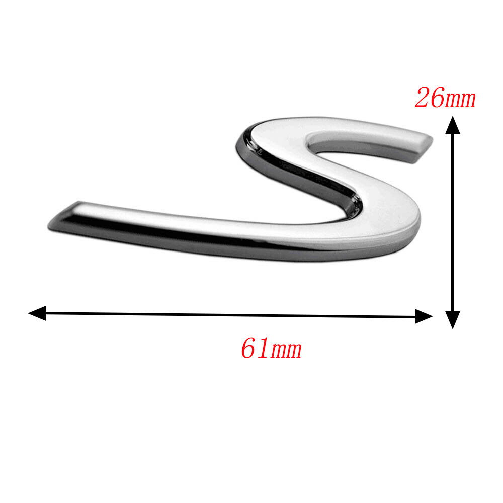 1x S Letter Rear Trunk Badge Emblem Sticker For Porsche Cayenne Panamera 718 911