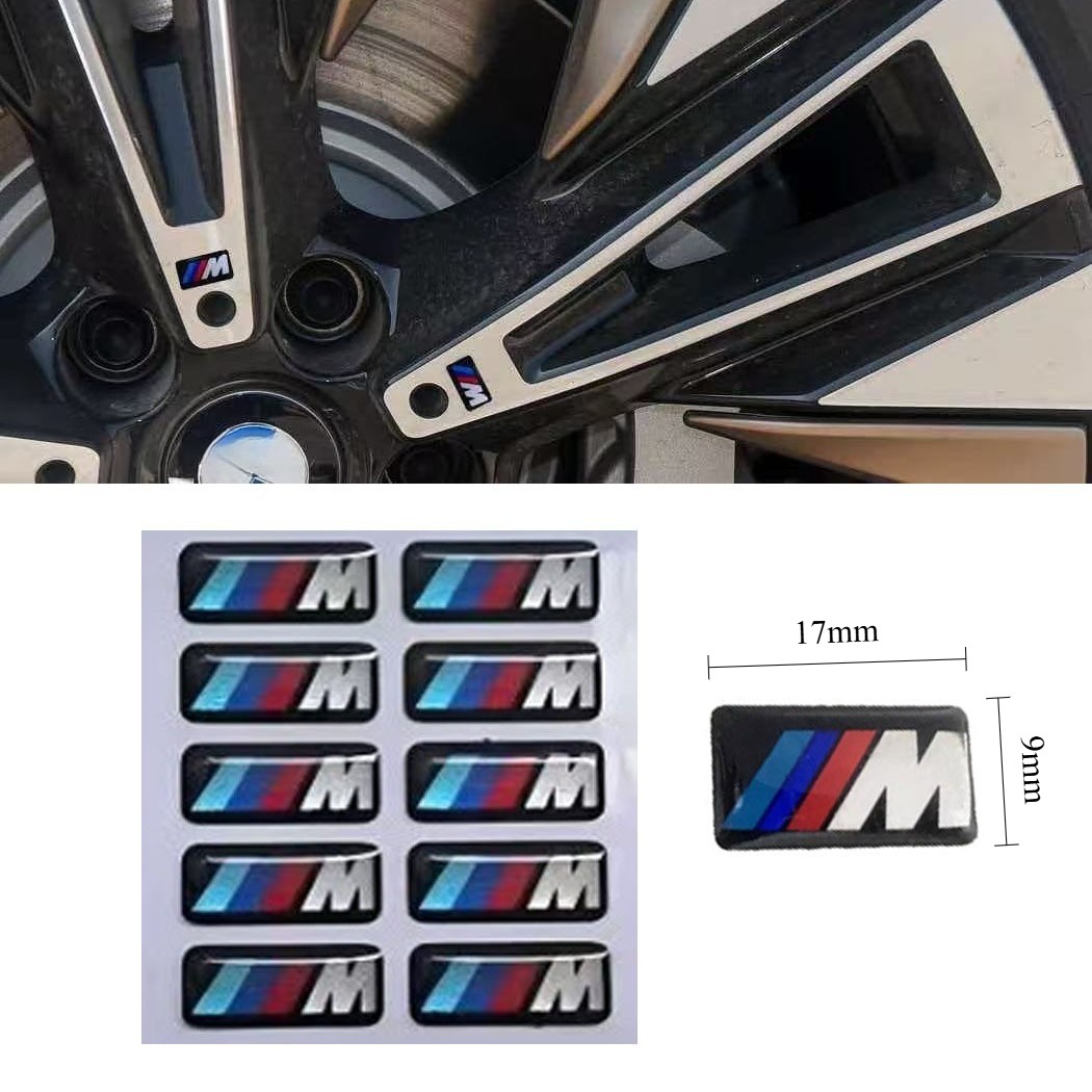 FOR BMW WHEEL M BADGE STICKER EMBLEM Decorative DECAL 17MM X 9MM 10PCS