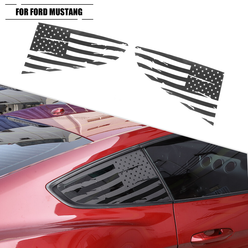 Carbon Fiber Rear Window Cover Decals Trim Sticker For Ford Mustang 15+ USA Flag