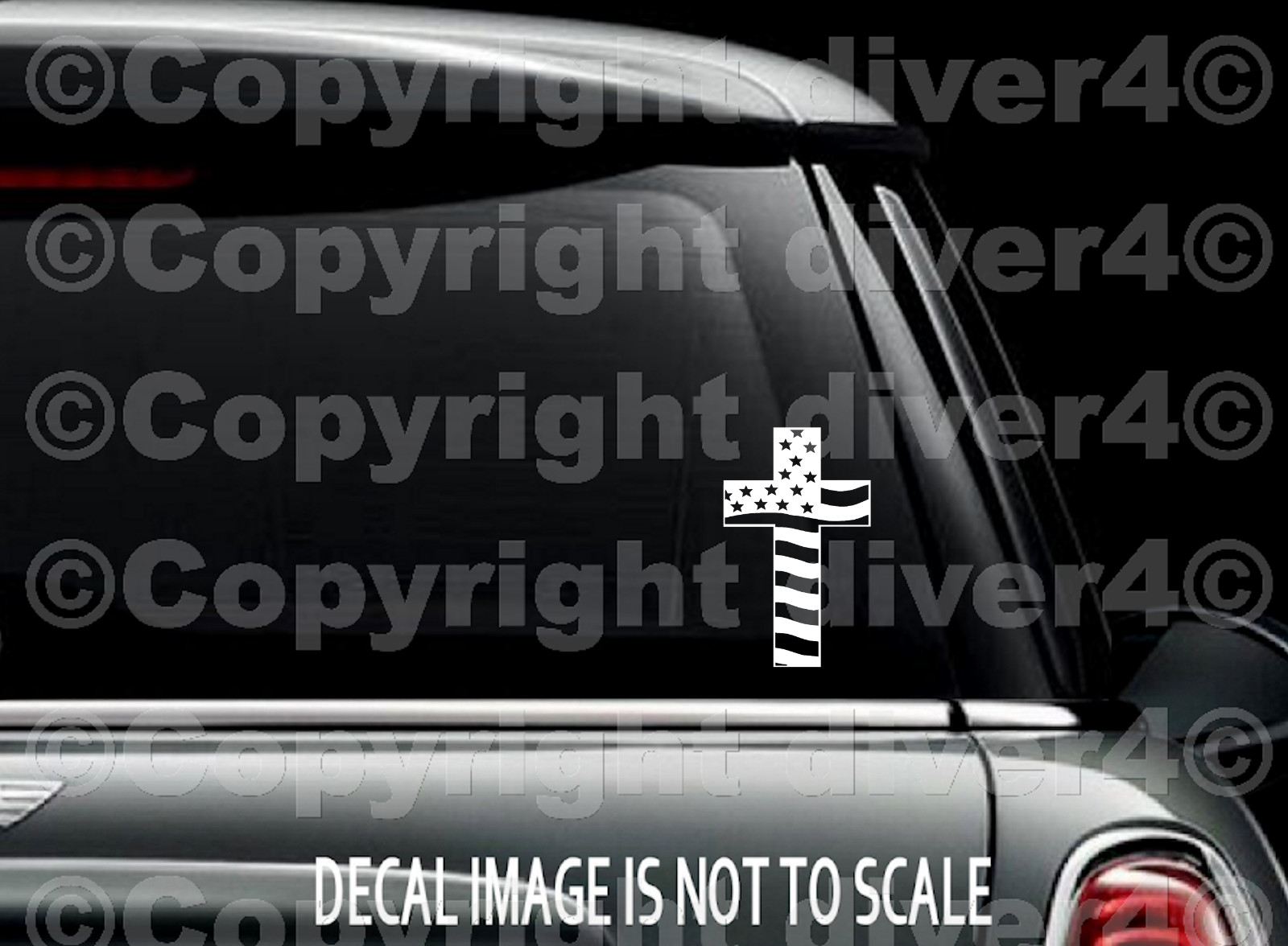 Cross with a US Flag in it Window Decal Bumper Sticker US Seller Cross Flag