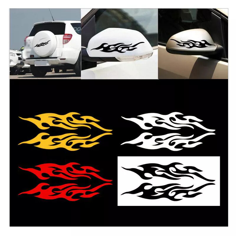 2pcs Car Stickers Reflective Flame Cars Decoration Fire Auto Mirror Sticker