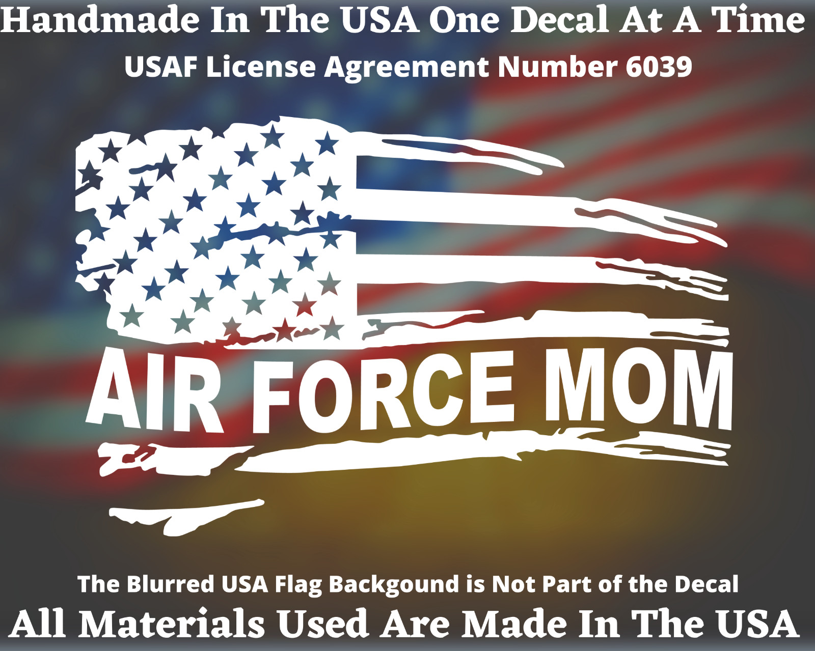 Air Force Mom Distressed Tattered USA Decal USA Seller USAF MOM