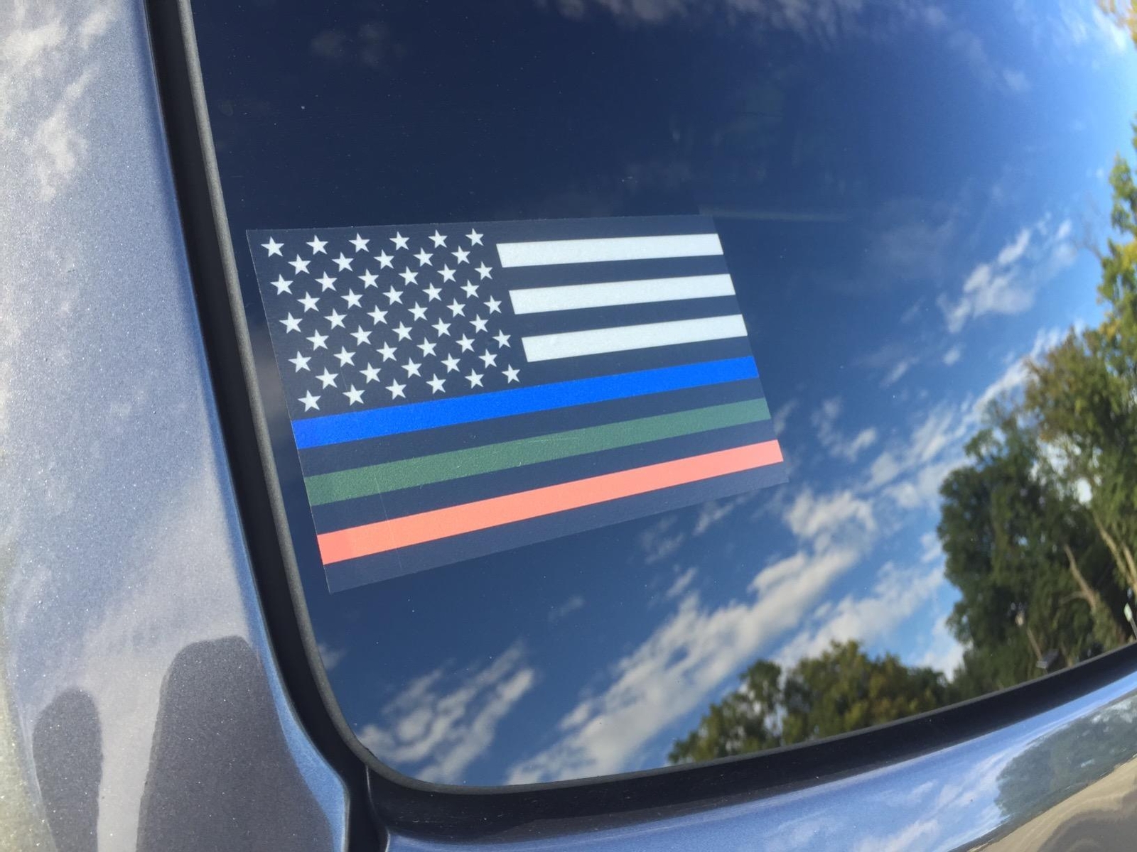5X3 Inches Thin Line US Flag Decal Reflective Stripe American Flag Car Stickers