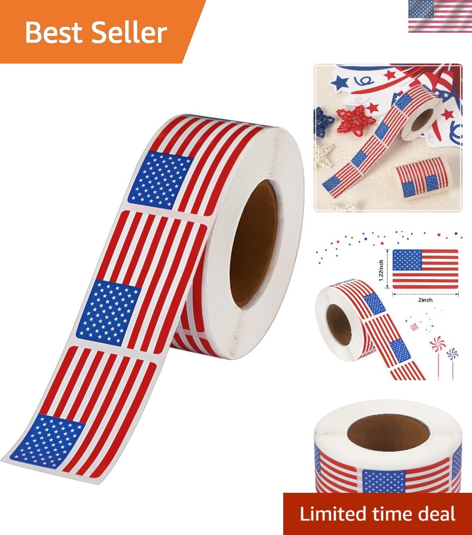 2×1.22 Inch Patriotic American Flag Stickers – Ideal for Decorations & Events