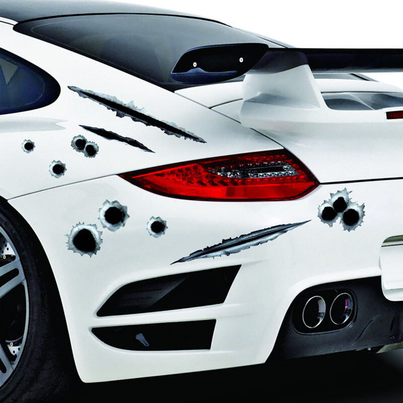 Realistic Bullet Hole 3D Stickers Vinyl Decals Rusty Damage Bumper Cars Us